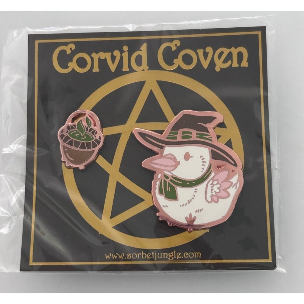 Sorbet Jungle Halloween Corvid Coven Witch Duck Cauldron 2 Pin Set New
